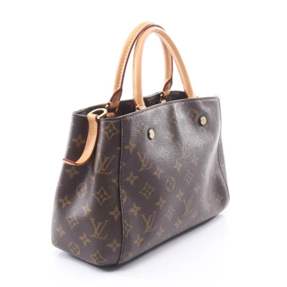 Louis Vuitton Canvas Monogram Brown Leather Handbag Montaigne Brown